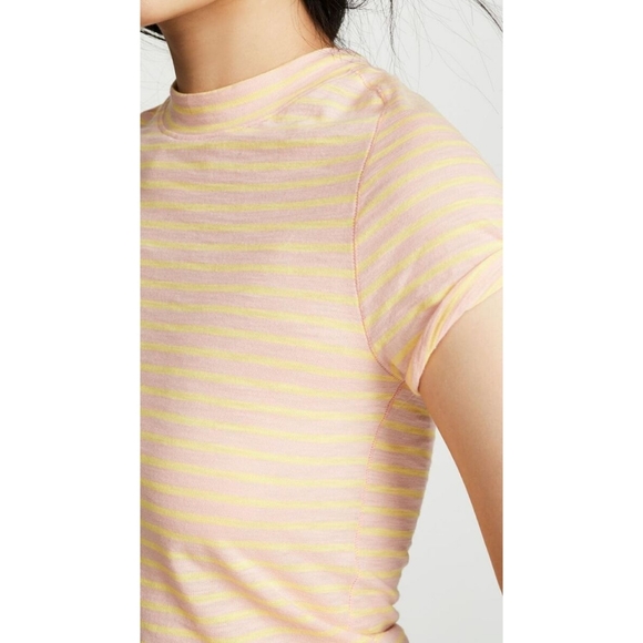 Free People Women's Night Sky Tee in Summer Rose Combo Pink Stripe Size XS - Picture 3 of 3